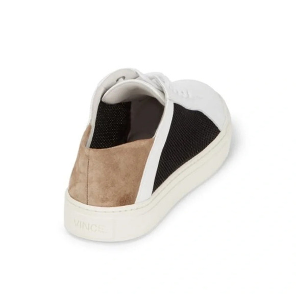 Vince Anette Alabaster Colorblock Mesh Side Sneakers in White/Black/Tan Size 9 - Picture 2 of 11